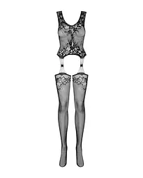 Бодістокінг Obsessive Bodystocking F221 силуетний квітковий малюнок імітація панчох S/M/L - мініатюра 5