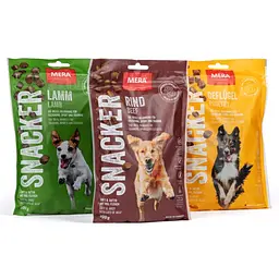 Ласощі для собак набір снеків з яловичиною, ягням та куркою MERA pure sensitive Snack 3*200 г