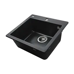 Гранітна мийка Globus Lux AOSTA чорний 490x455мм-А0002 - мініатюра 4