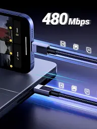 Кабель зарядний UGREEN USB C to USB C Charger Cable 100 W кабель для швидкого заряджання 2 м Black (L512) - мініатюра 6