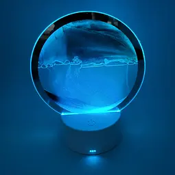 Настільна LED лампа нічник RGB пісочний годинник Картина рухомий пісок USB світильник UKC 3D Sandscape чорний - мініатюра 2