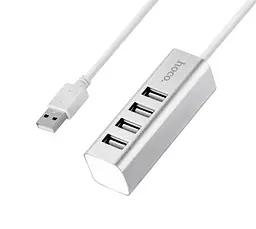 USB-Хаб Hoco HB1 4USB Line machine Silver (6957531038146)