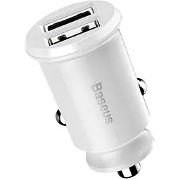 Автозарядний Baseus Grain 3.1 A 2 порти USB адаптер у прикурювач білий - мініатюра 2