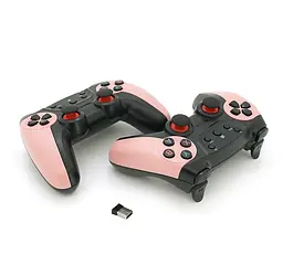 Геймпад джойстик DoubleShock CM029 Black-Pink Two 2.4G Wireless for PC/X360/PS3/Android/TVBox - мініатюра 1