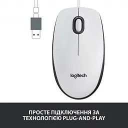 Миша Logitech Mouse M100 Білий (6853363) - мініатюра 5