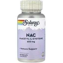 N-ацетил-L-цистеїн Solaray NAC (N-Acetyl-L-Cysteine) 600 мг 60 веганських капсул