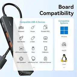 Концентратор Vention USB to 4xUSB 3.2 Gen2 + USB-C 10Gbps 0.15m black (CHOBB) - мініатюра 8