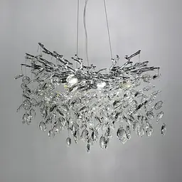 Вишукана срібна люстра DIAMINA з кришталевим камінням Ø 80 см | Арт. 33007-760 CH | Line F - мініатюра 6