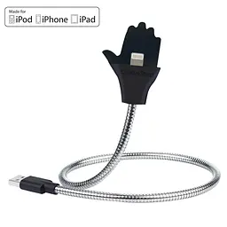 Кабель Lightning-USB Metal cable - ладонь 48см серо-черный провод лайтнинг шнур для зарядки айфона - миниатюра 2