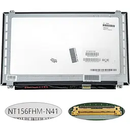 Матриця 15.6 NT156FHM-N41 (1920*1080 30pin(eDP 220cd/m2 45/45/20/40(кути)) LED SLIM(вертикальні вушки) матова роз'єм