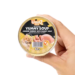 Суп для кішок UNIQ PETS CAT WET FOOD YUMMY SOUP з курячими шматочками та м'ясом кролика, 60 г - мініатюра 2