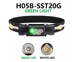 Налобний ліхтар Sofirn H05B із зарядкою від USB (Зелене світло) - мініатюра 3