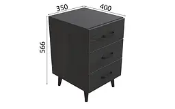 Тумба Віва 3 на конусних ніжках Ferrum-decor 56,5x35x40 Чорний метал ДСП Сосна Кембра 16 мм (FRD-106818) - мініатюра 4