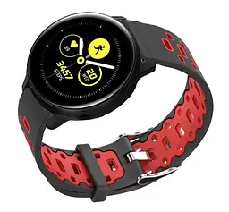 Спортивний ремінець Primo Perfor Classic для годинника Samsung Galaxy Watch Active/Active 2 Black Red - мініатюра 2