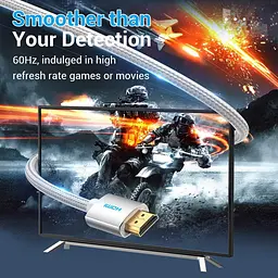 Кабель Vention HDMI M - M,10.0 м V2.0 4K 60Гц обплетення Silver Metal Type - мініатюра 4