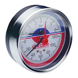 Термо-манометр аксіальний Koer KM.812A (0-6 bar), D 80мм, 1/4''-1/2'' KR0220