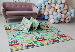 Дитячий двосторонній складаний килимок Poppet Транспорт і Зоопілоти, 200х180 см (PP005-200) - мініатюра 8