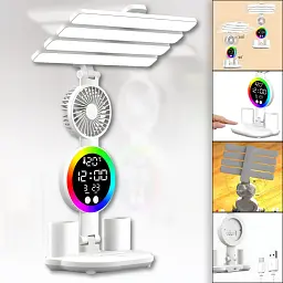 Настільна LED-лампа з 4 панелями, вентилятором і дисплеєм KRX-104 - мініатюра 3