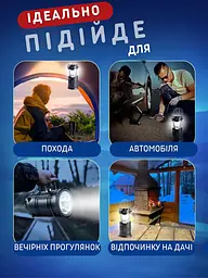 Кемпінговий ліхтарик-лампа 2 в 1світлодіодний акумуляторний на сонячній батареї , Чорний (77006051) - мініатюра 9