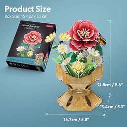 Тривимірна головоломка-конструктор Cubic Fun Flower Bouquet Camellia Букет квітів Камелія (W3302h) - мініатюра 7