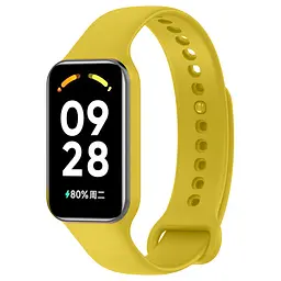 Силіконовий ремінець для фітнес браслетів Xiaomi Redmi Smart Band 2 Mi Band 8 Active, Silicone, yellow, зі зручною застібкою, на фітнес трекер та смарт годинник, ArmorStandart (ARM74002)