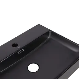 Умивальник Qtap Nando LT підвісний прямокутний 500x420x120 мм Black matt + донний клапан PU03O, Чорний матовий - мініатюра 5