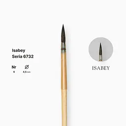 Пензель білка кругла натуральна Isabey, №6, перо, коротка ручка - мініатюра 2