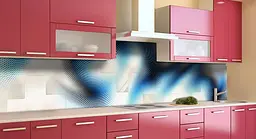Кухонний фартух Цифрові Блики ПВХ для декору 60х300 см Анотація Синій Happy Pocket Z184338 - мініатюра 3