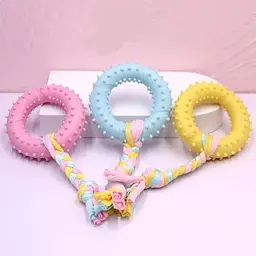 Жувальна іграшка для собак Derby Ribbed ring with cotton rope - мініатюра 3