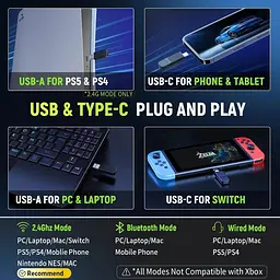 Бездротова ігрова гарнітура для ПК PS5 Ps4 з мікрофоном - мініатюра 3