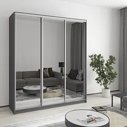 Шафа-купе тридверна MebelStar Уні AL 3 Дзеркала 180x45x210 см Антрацит (MBS-3112)