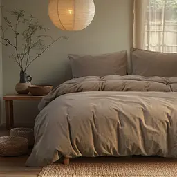 Постільна білизна Lotus Home Washed cotton - Kansas коричневий євро - мініатюра 2
