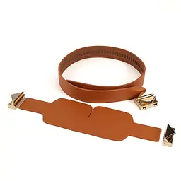 БДСМ-набір LOCKINK Bondage & Restraint Set, коричневий, натуральна шкіра, фіксатори, маска, кляп - мініатюра 3