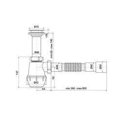 Сифон для кухонної мийки Zerix SK-01-A з литим випуском 1 1/2"×40 ZX4950 - мініатюра 2