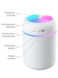 Портативний світлодіодний ультразвуковий зволожувач повітря Humidifier H2O 300 мл Сірий - мініатюра 5