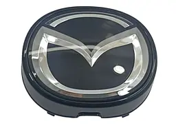 Емблема решітки Mazda 6 (2020-2024р) чорна+хром 196х160 мм під склом (з отвором для камери)