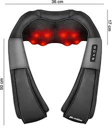 Масажер для шиї, плечей і спини Maltec PRO-Comfy30W-02, 30 Вт, з підігрівом, термотерапією та 8 масажними кульками - мініатюра 2