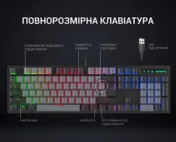 Клавіатура ігрова механічна GamePro GPMK-105 Black USB Red Switch - мініатюра 8