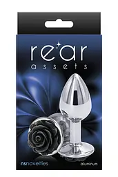 Ns Novelties Rose Buttplug S - Анальна пробка срібляста з чорним NS Novelties 18820Black 97068 - мініатюра 2