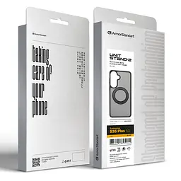Противоударный чехол-панель для Samsung Galaxy S26 Plus 5G, Unit Stand2, черный, силикон + поликарбонат, защита всего корпуса, с подставкой, поддержка магнитных держателей и беспроводной зарядки (MagSafe), ArmorStandart (ARM89462) - мініатюра 6