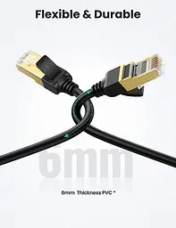 Патч корд Ugreen NW107 мережевий кабель 10 Гбіт\с Ethernet RJ45 Cat 7 1м Black (NW107) - мініатюра 7