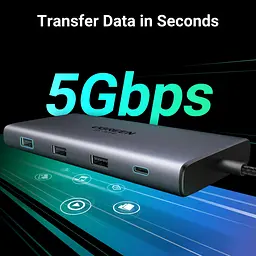 Док-станція USB3.2 Type-C --> HDMIx2,8K30Hz/4K60Hz/3xUSB-A/2xUSB-C 3.2/ RJ45/SD/TF/PD 100W CM639 - мініатюра 5