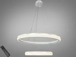 Підвісна LED-люстра в спальню Diasha 583-800+500WH біла, 2 кільця, 200 Вт, 80 см, до 30 м2