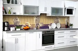 Вініловий кухонний фартух Happy Pocket Чай з Булочками наклейка для кухні напої Бежевий 60х250 см Z181657 - мініатюра 6