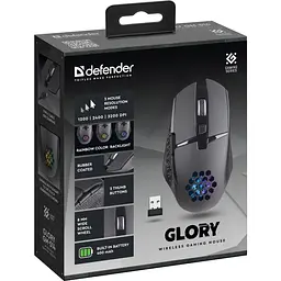 Мишка Defender Glory GM-514, ігрова бездротова, 7 кн. до 3200 dpi, LED, 400 мАг - мініатюра 6