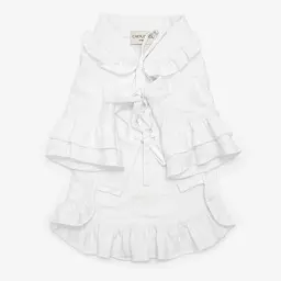 Плаття лляне з рюшами для собак біле S/M (довжина спинки 38-44см)