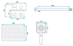 Душова система Rea Moby black + BOX прихованого монтажу REA-P2402, Чорний матовий - мініатюра 5