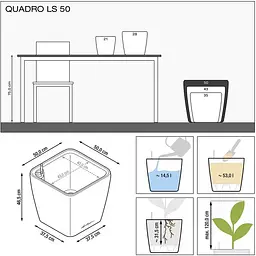 Вазон Lechuza Quadro Premium LS 50 антрацит (16283) - мініатюра 5