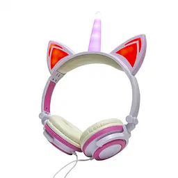 Навушники Linx Unicorn Ear Headphone з вушками Єдиноріг LED Рожевий (2996) - мініатюра 4