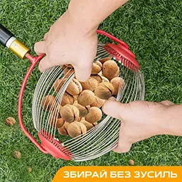 Збирач фруктів та горіхів телескопічний алюмінієвий 48-105 см - мініатюра 3